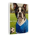 Boston Terrier Oil Painting Soccer Portrait Canvas Wall Art - Dog Lover Gift, Pet Decor, Sports Fan Home Art