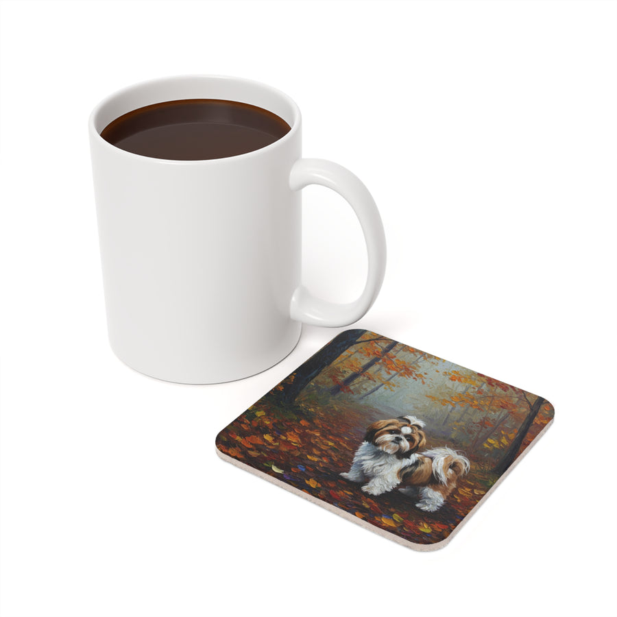 Acrylic Shih Tzu - Autumn Woods | Cork Back Coaster