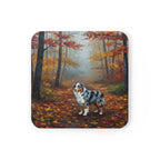 Acrylic Australian Shepherd - Autumn Woods | Cork Back Coaster