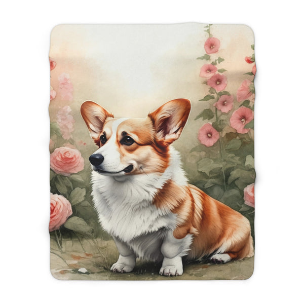 Corgi Watercolor Cottage Garden Throw Blanket | Premium Dog Prints | Tritan