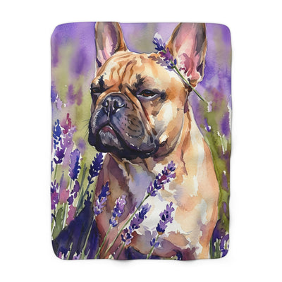 French Bulldog Watercolor Lavender Fields Throw Blanket | Premium Dog Art | Tritan