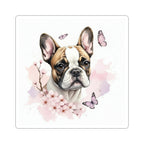 French Bulldog Watercolor Butterfly Bloom Kiss-Cut Stickers | Premium Dog Prints | Tritan — primary view