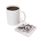 Siberian Husky Watercolor Butterfly Bloom Drink Coaster | Premium Dog Prints | Tritan