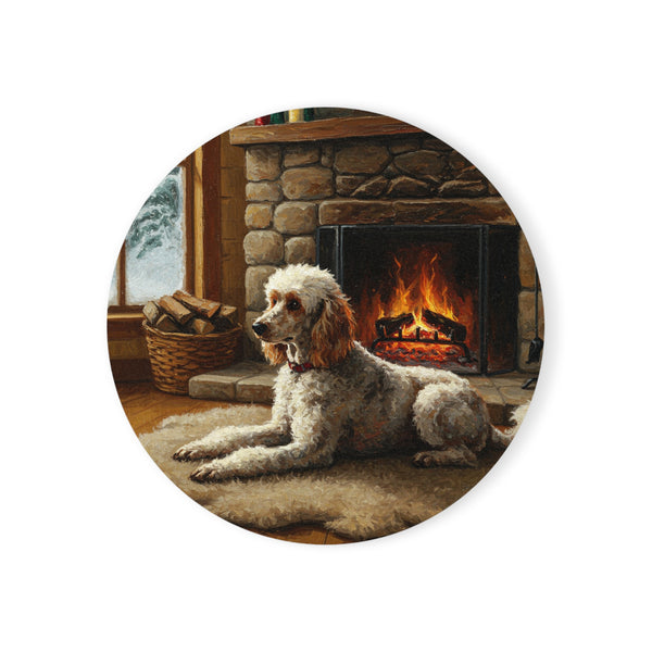 Acrylic Poodle - Winter Hearth | Cork Back Coaster