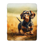 Dachshund Watercolor Meadow Golden Throw Blanket | Premium Dog Prints | Tritan — view 3 of 9