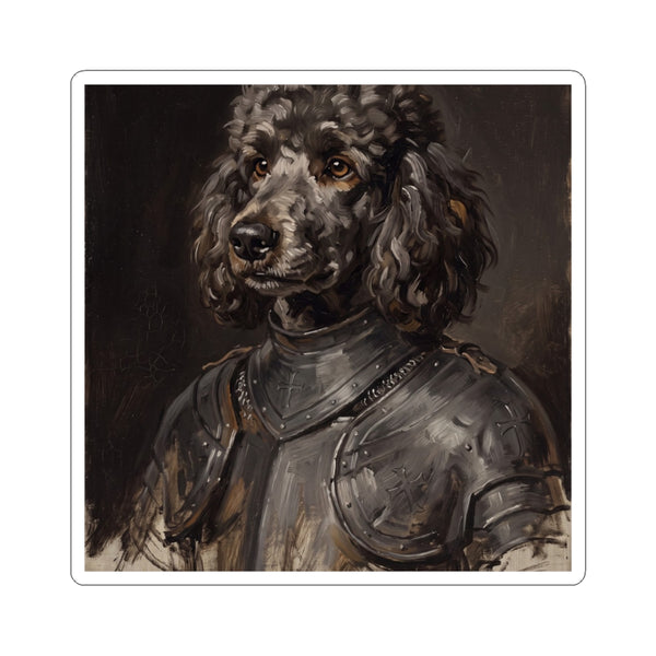 Poodle Medieval Knight Portrait Sticker, Dog Portrait Vinyl Decal, Kiss-Cut Sticker, Poodle Lover Gift