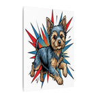 Yorkshire Terrier Canvas Print - Dynamic Comic Book Art with Halftone Dots - Energetic Yorkie Pop Art for Dog Lovers
