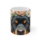 Rottweiler Watercolor Floral Crown Gift Set — Mug + Coaster + Sticker | Tritan