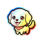 Chibi Golden Retriever Holo Sticker | Tritan
