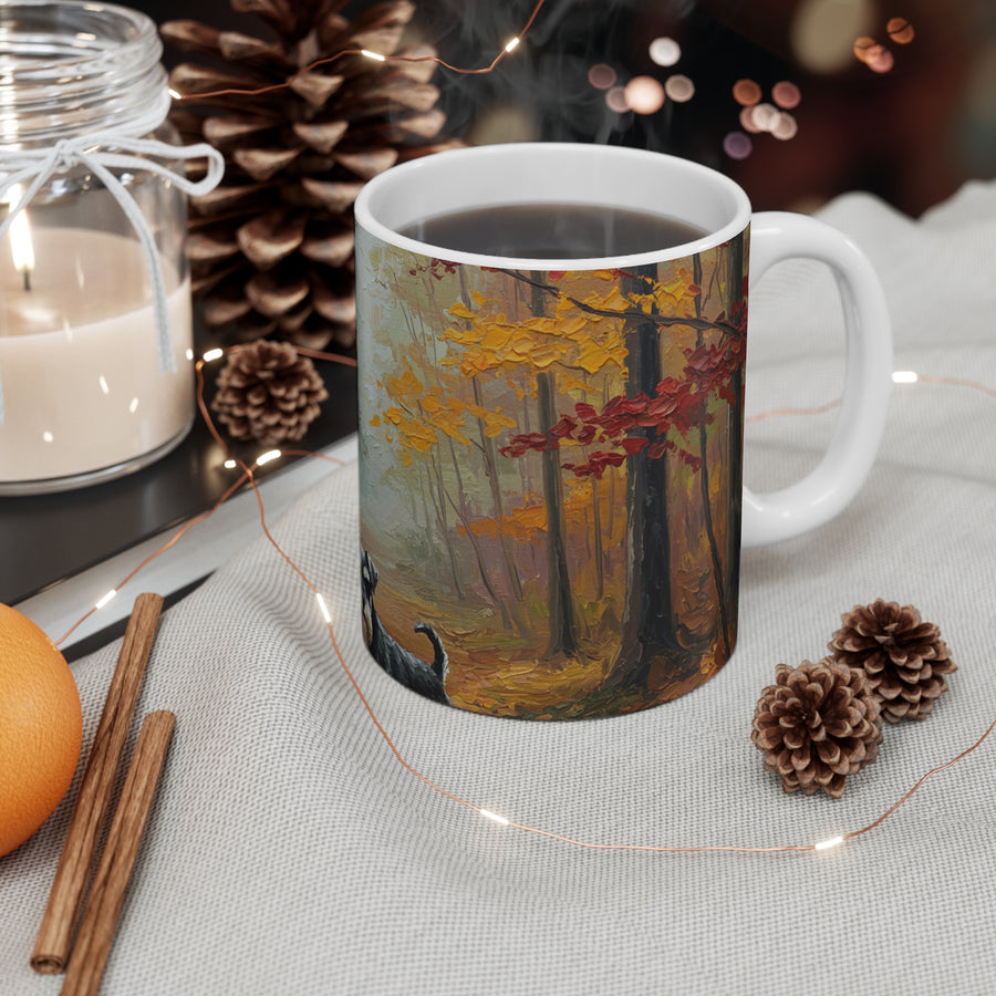 Acrylic Miniature Schnauzer - Autumn Woods | Ceramic Mug 11oz