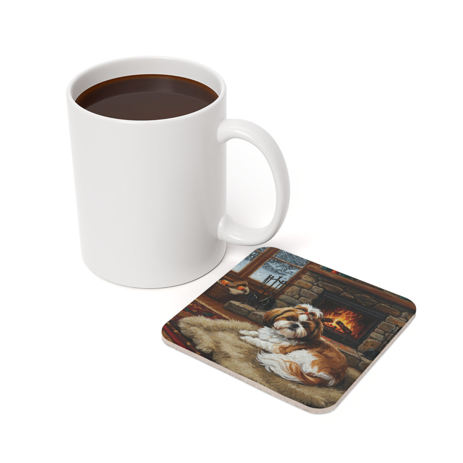 Acrylic Shih Tzu - Winter Hearth | Cork Back Coaster