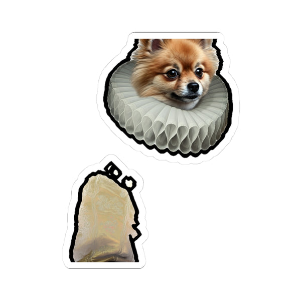 Pomeranian Renaissance Royal Portrait Sticker, Dog Portrait Vinyl Decal, Kiss-Cut Sticker, Pomeranian Lover Gift