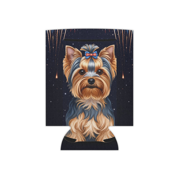 Yorkshire Terrier America 250 Patriotic Dog Pattern Can Cooler | Yorkie Lover Gift | Independence Day Party Decor | Premium Beverage Cooler