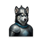 Siberian Husky Medieval Knight Portrait Sticker, Dog Portrait Vinyl Decal, Kiss-Cut Sticker, Siberian Husky Lover Gift