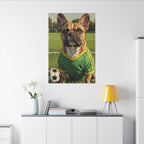 French Bulldog Oil Painting Soccer Portrait Canvas Wall Art Decor Gift for Dog Lovers