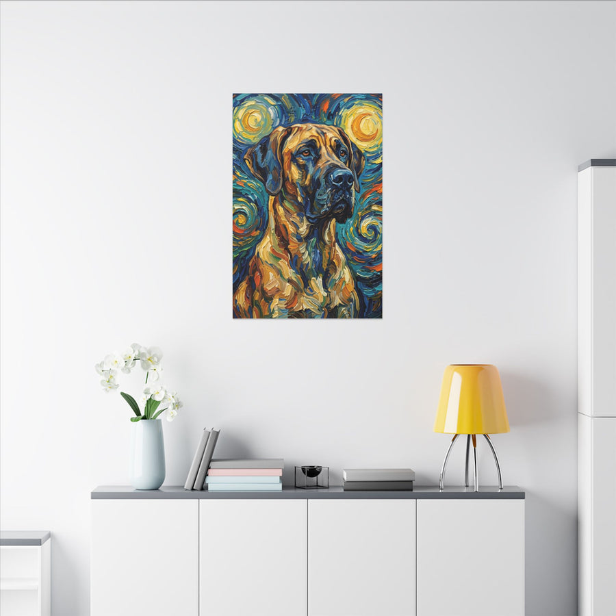 Great Dane Post-Impressionist Oil Painting Stretched Canvas Wall Art | Dog Lover Gift | Giant Breed Decor