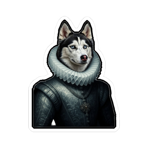 Siberian Husky Renaissance Royal Portrait Sticker, Dog Portrait Vinyl Decal, Kiss-Cut Sticker, Siberian Husky Lover Gift