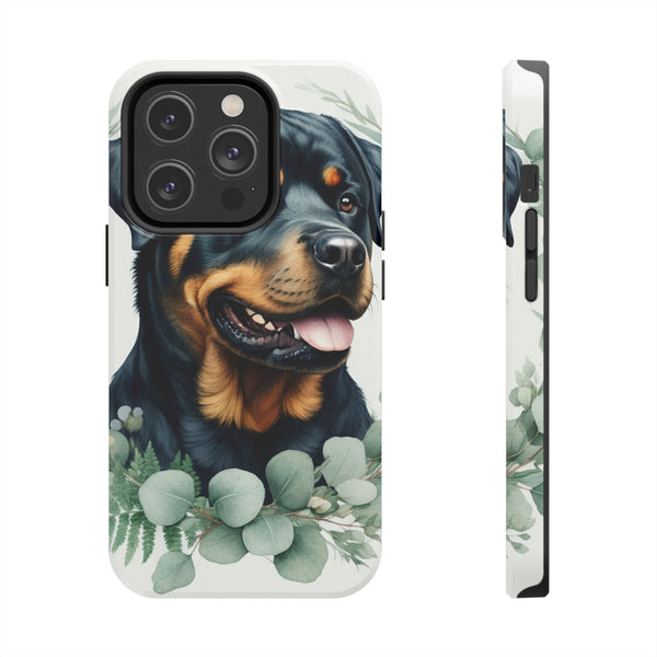 Rottweiler Watercolor Botanical Wreath Phone Case | Premium Dog Prints | Tritan