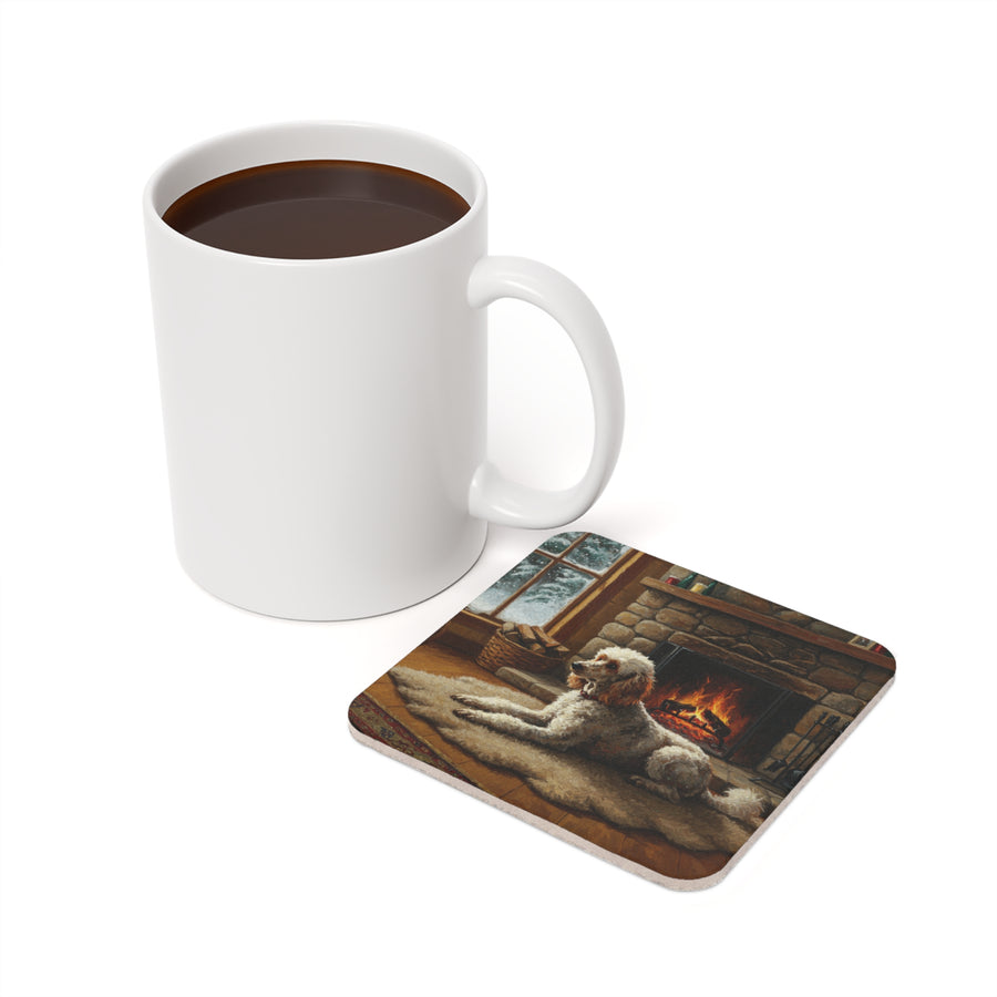 Acrylic Poodle - Winter Hearth | Cork Back Coaster