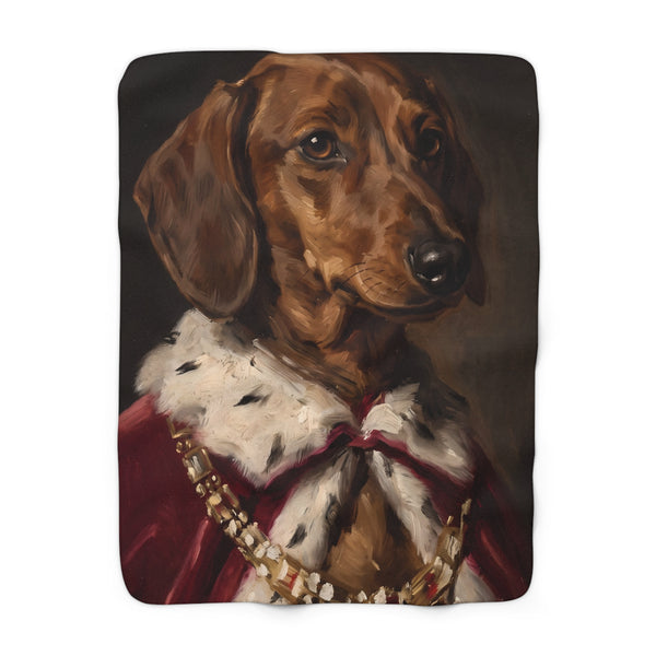 Dachshund Kings & Queens Royal Portrait Regal Throw Blanket | Premium Dog Art | Tritan