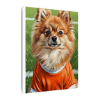 Pomeranian Soccer Portrait Oil Painting Canvas Wall Art | Pomeranian Gift | Dog Lover Decor | Pet Portrait Stretched Canvas Print
