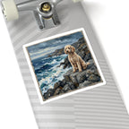 Poodle Acrylic Gallery Print Coastal Cliffside Kiss-Cut Stickers | Premium Dog Prints | Tritan — view 9 of 12