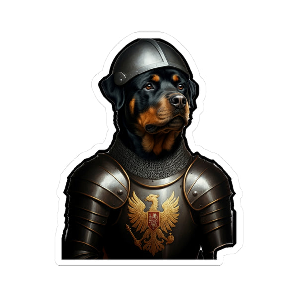 Rottweiler Medieval Knight Portrait Sticker, Dog Portrait Vinyl Decal, Kiss-Cut Sticker, Rottweiler Lover Gift