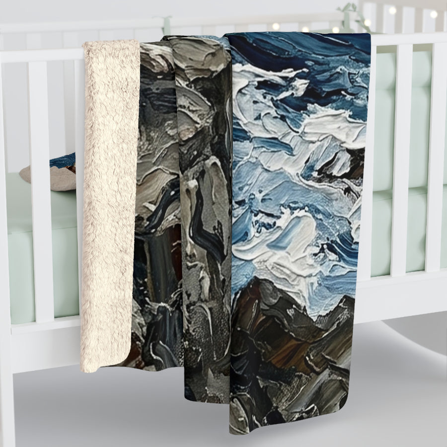 Acrylic Gallery Print Beagle - Coastal Cliffside | Sherpa Fleece Blanket — detail view