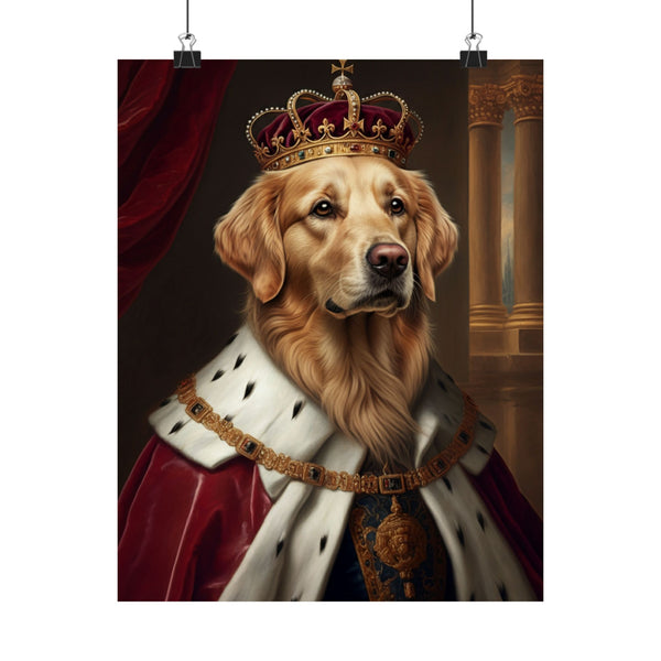 Golden Retriever Kings & Queens Royal Portrait Matte Poster, Regal Dog Art Print, Golden Retriever Lover Gift, Wall Art