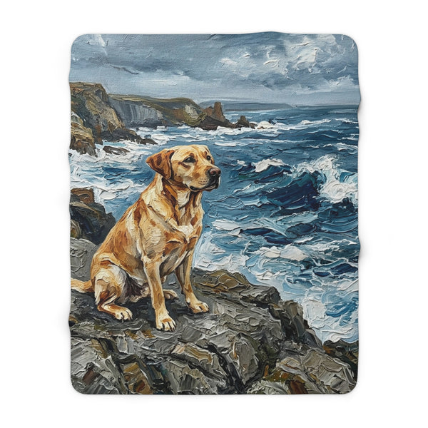 Acrylic Gallery Print Labrador Retriever - Coastal Cliffside | Sherpa Fleece Blanket
