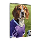 Beagle Soccer Portrait Oil Painting Canvas Print, Dog Wall Art Decor, Pet Lover Gift