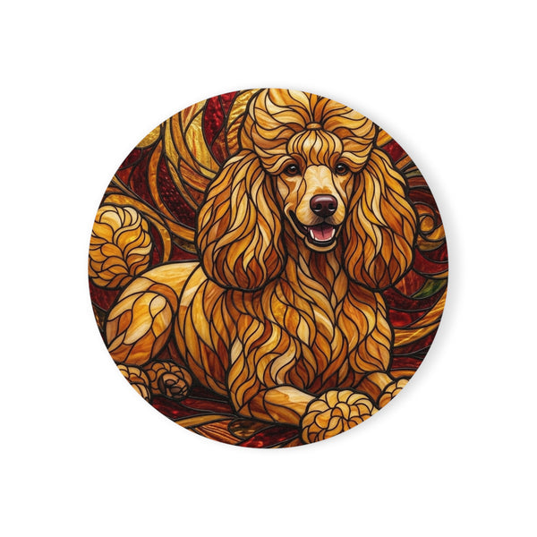Poodle Stained Glass Warm Jewel Cork Back Coaster | Dog Lover Gift