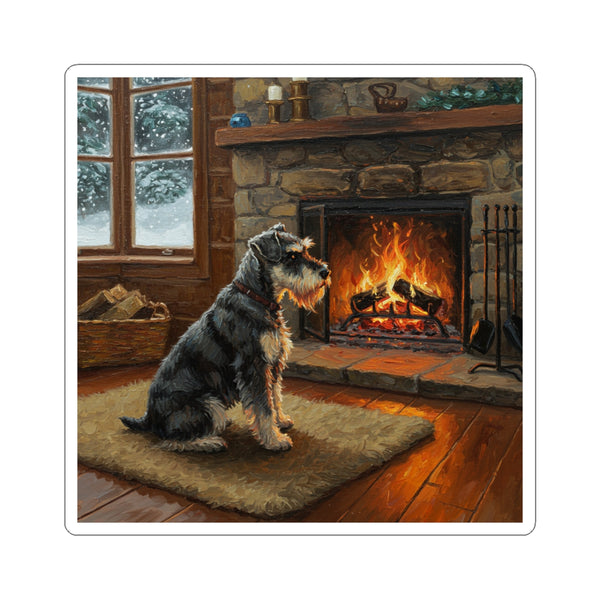 Acrylic Miniature Schnauzer - Winter Hearth | Kiss-Cut Stickers