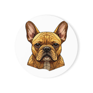French Bulldog Low Poly Monochrome Gold Cork Back Coaster | Dog Lover Gift