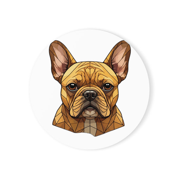 French Bulldog Low Poly Monochrome Gold Cork Back Coaster | Dog Lover Gift