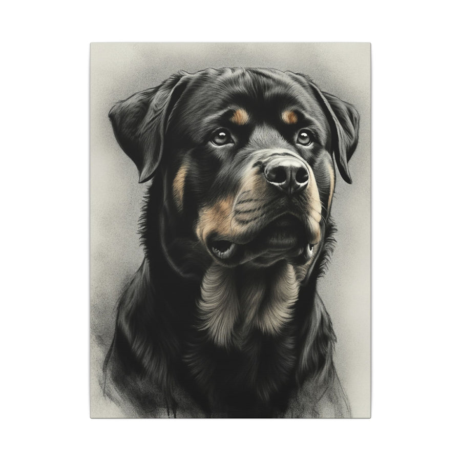 Rottweiler Charcoal Portrait Canvas Print | Dog Wall Art Decor | Pet Lover Gift | Modern Animal Artwork