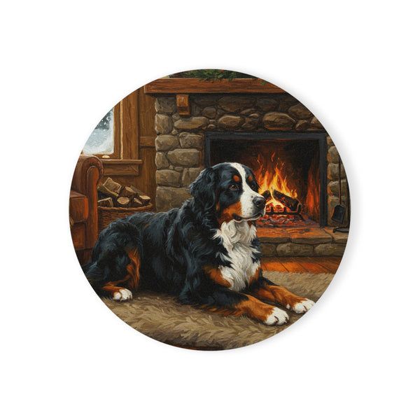 Acrylic Bernese Mountain Dog - Winter Hearth | Cork Back Coaster