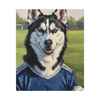 Siberian Husky Oil Painting Soccer Portrait Canvas Art | Dog Wall Decor | Pet Lover Gift for Sports Fans