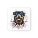 Rottweiler Watercolor Butterfly Bloom Drink Coaster | Premium Dog Prints | Tritan