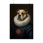 English Bulldog Renaissance Royal Portrait Matte Poster, Regal Dog Art Print, English Bulldog Lover Gift, Wall Art