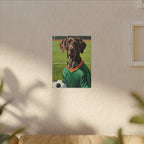 German Shorthaired Pointer Oil Painting Soccer Portrait Wall Art, GSP Dog Lover Gift, Canine Decor, Fetching Football Fan Canvas