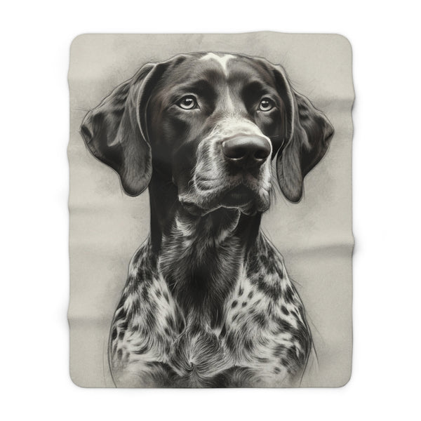 Charcoal German Shorthaired Pointer - Charcoal German Shorthaired Pointer | Sherpa Fleece Blanket