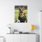 German Shepherd Oil Painting Soccer Portrait Canvas Wall Art Decor, Dog Lover Gift, Pet Owner Present, GSD Art Print
