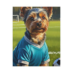 Yorkshire Terrier Oil Painting Soccer Portrait Canvas Wall Art | Yorkie Dog Lover Gift | Pet Decor for Home