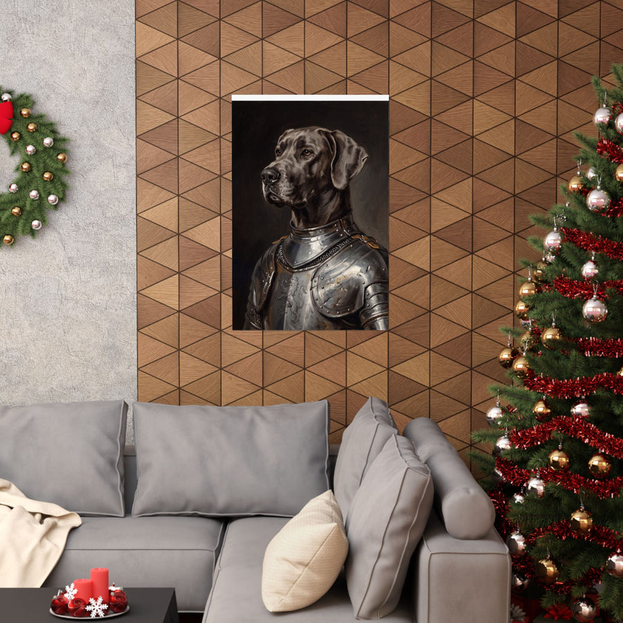 Great Dane Medieval Knight Portrait Matte Poster, Regal Dog Art Print, Great Dane Lover Gift, Wall Art