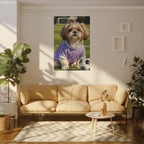 Shih Tzu Oil Painting Soccer Portrait Canvas Wall Art | Dog Lover Gift | Pet Decor | Sports Fan Art