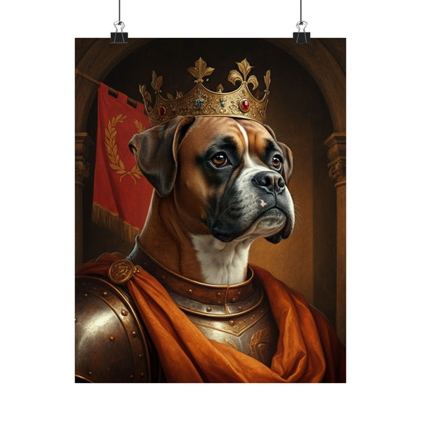Boxer Kings & Queens Royal Portrait Matte Poster, Regal Dog Art Print, Boxer Lover Gift, Wall Art