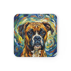 Boxer Coaster, Post-Impressionist Oil Painting Dog Art Decor, Boxer Lover Gift for Him Her