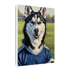 Siberian Husky Oil Painting Soccer Portrait Canvas Art | Dog Wall Decor | Pet Lover Gift for Sports Fans