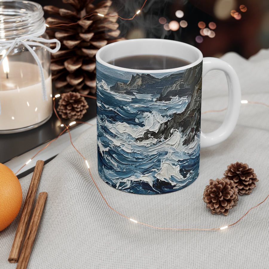 Acrylic Gallery Print Beagle - Coastal Cliffside | Ceramic Mug 11oz — detail view